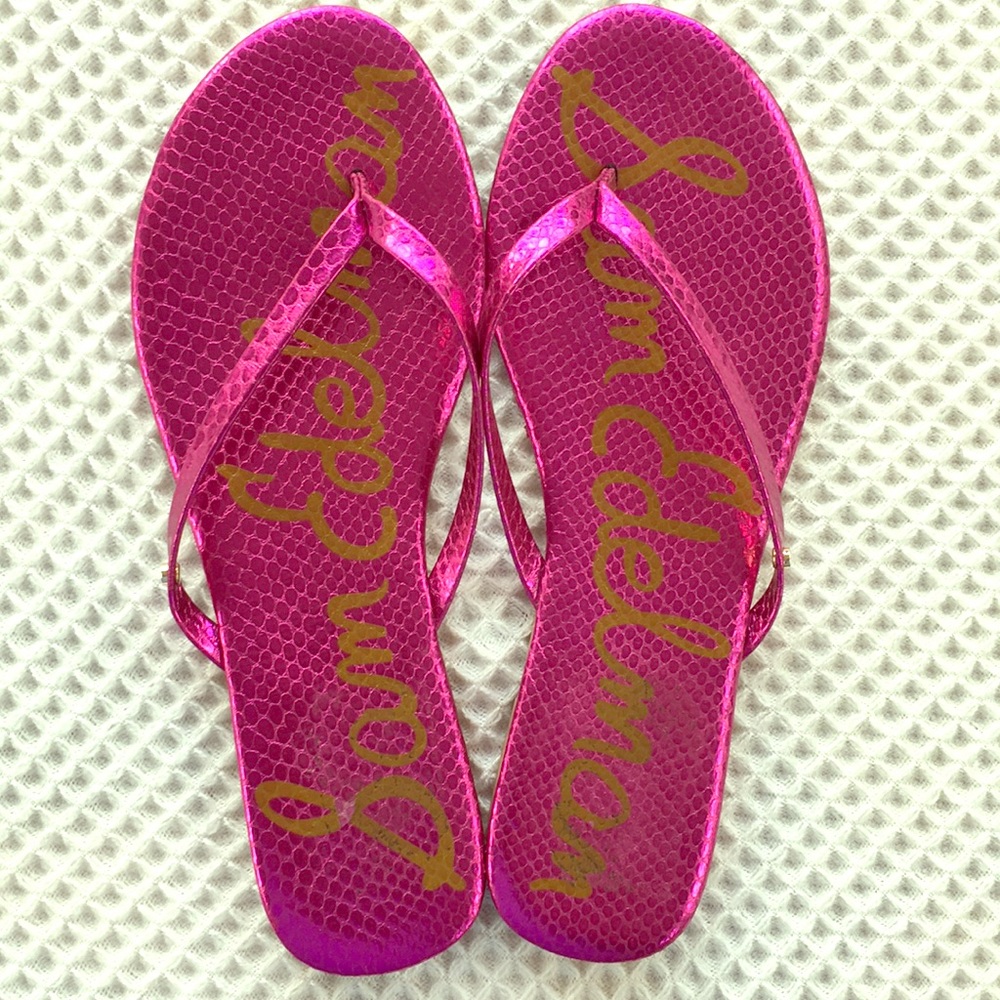 Sam Edelman hot pink flip flops worn once!